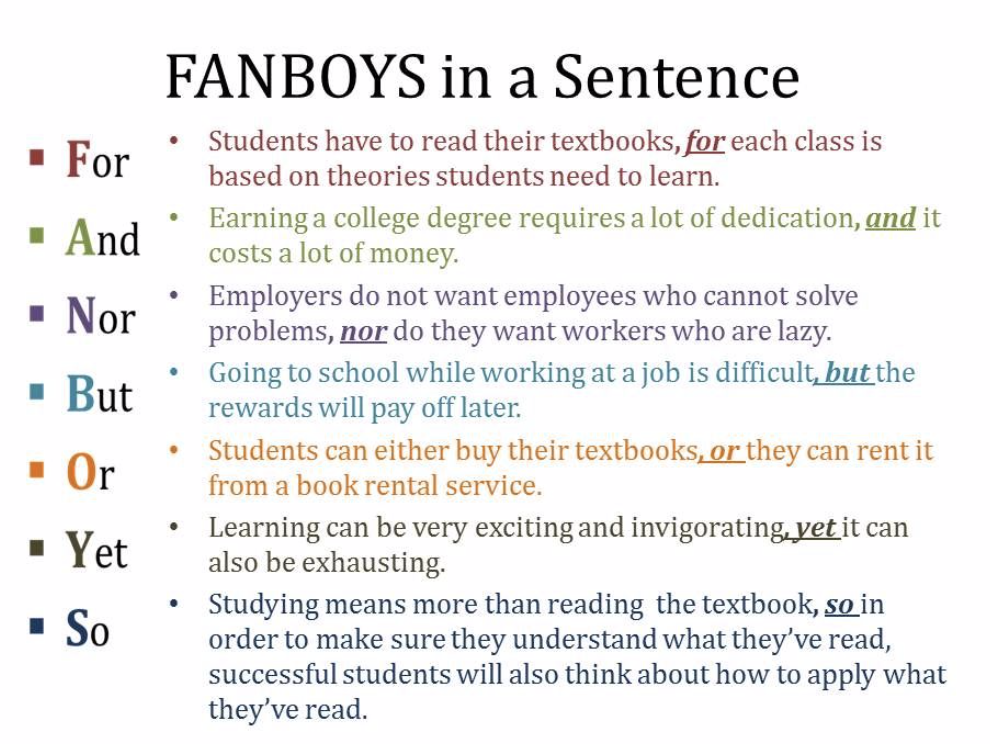 FANBOYS Grammar